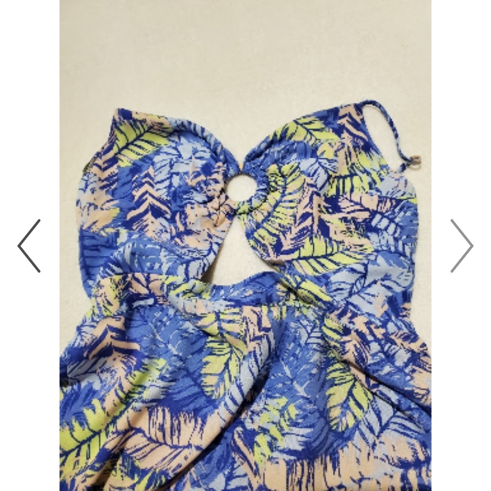 Blue Tropical Print Wide-Leg Jumpsuit - Picture 11 of 11